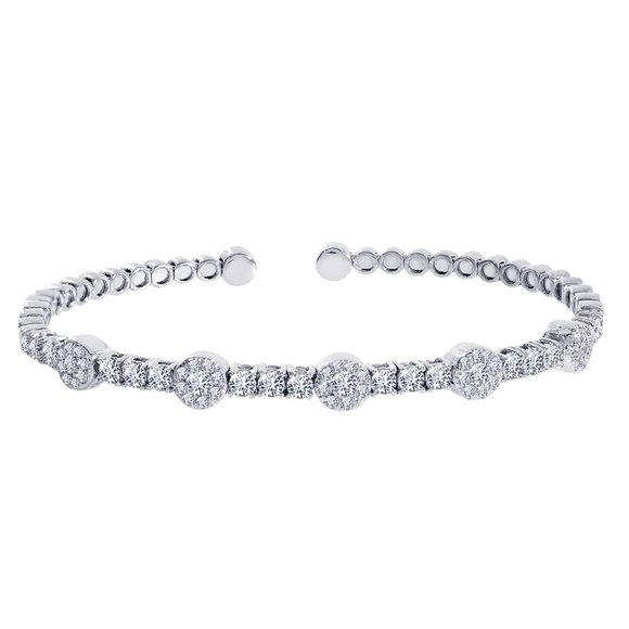 2.25 Carat Diamond Bangle 18K WG Bracelet - Picture 1 of 4